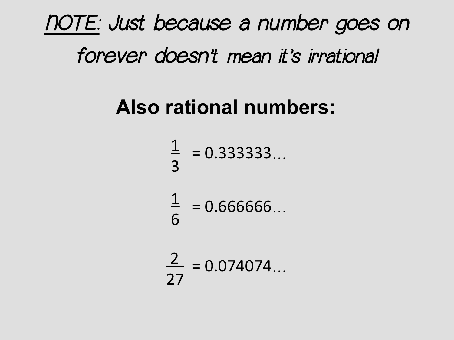 Rational numbers can go on forever